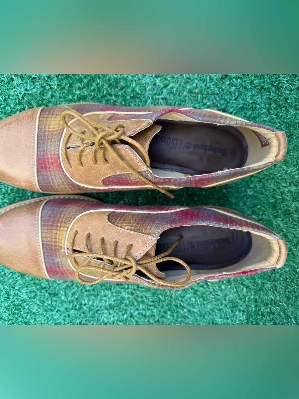 PENDLETON x TIMBERLAND Women's Beckwith Brown Red Plaid Leather Oxfords Shoes 8 - Picture 10 of 16